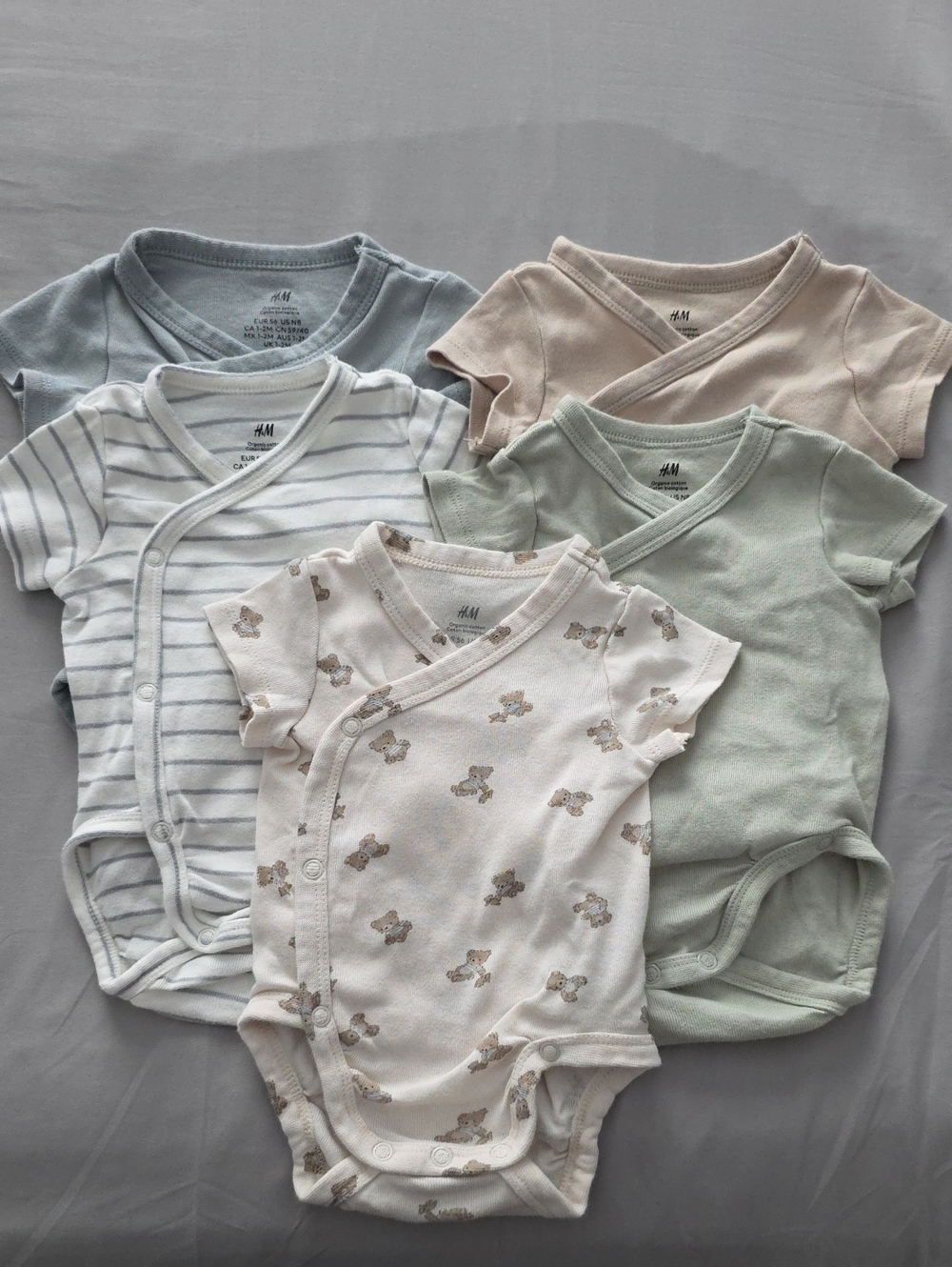 H&M Baby Bodysuit 5 Pack Set Newborn Size
